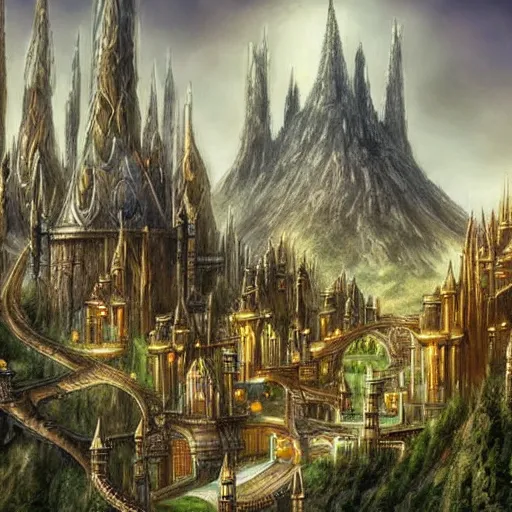 Image similar to fantasy cities, elven.