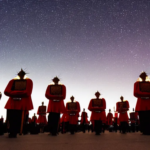 Prompt: parade of suns on the night sky