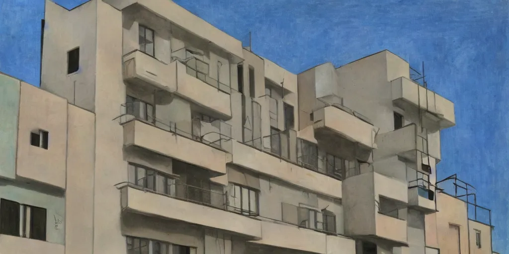 Prompt: tel aviv bauhaus architecture in the style of henri matisse