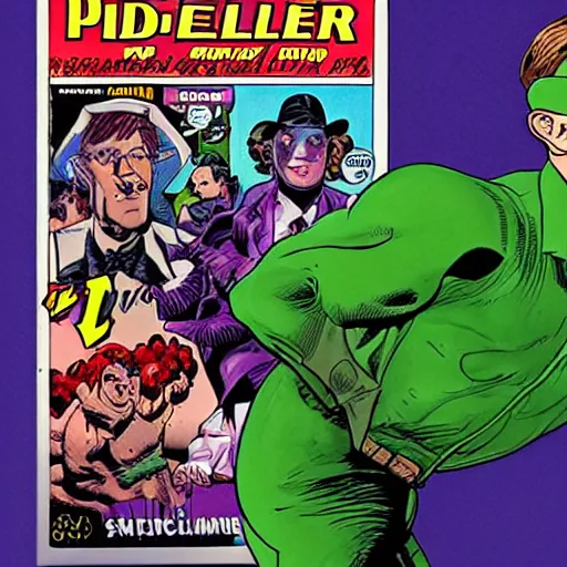 Prompt: the riddler, portrait, on the cover of a comic book