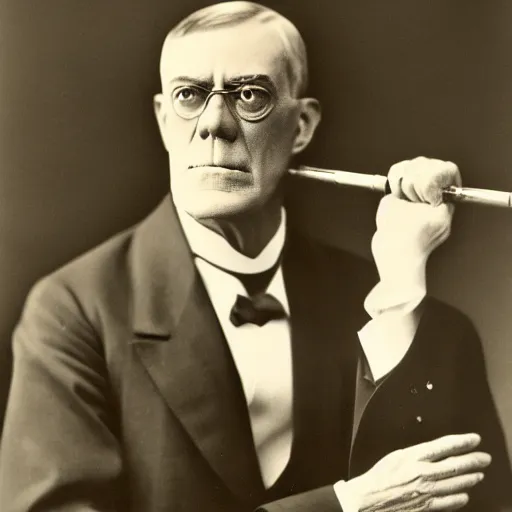 Prompt: Woodrow Wilson Pumping Iron