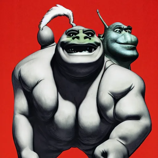 Image similar to Artwork of Shrek by Kazuma Kaneko, artbook illustration, white background