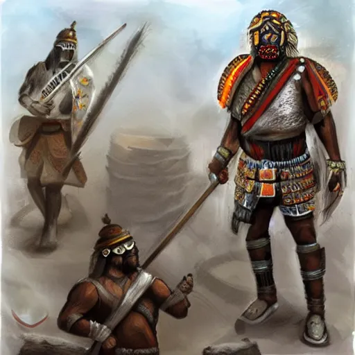 Image similar to mexican warrior, concept art