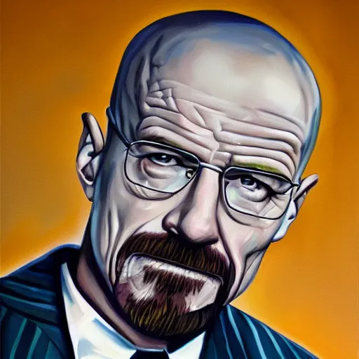 Prompt: Gangster Walter White oil painting