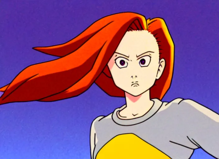 Prompt: an animation still of dana scully going super saiyan, in the style of studio ghibli, netflix animation, toei animation, filmation animation, traditional animation, sharp detail, animation cel