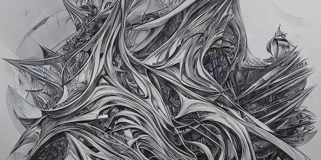 Image similar to a beautiful painting of building design by zaha hadid with landscape by aaron horkey, trending on artstation