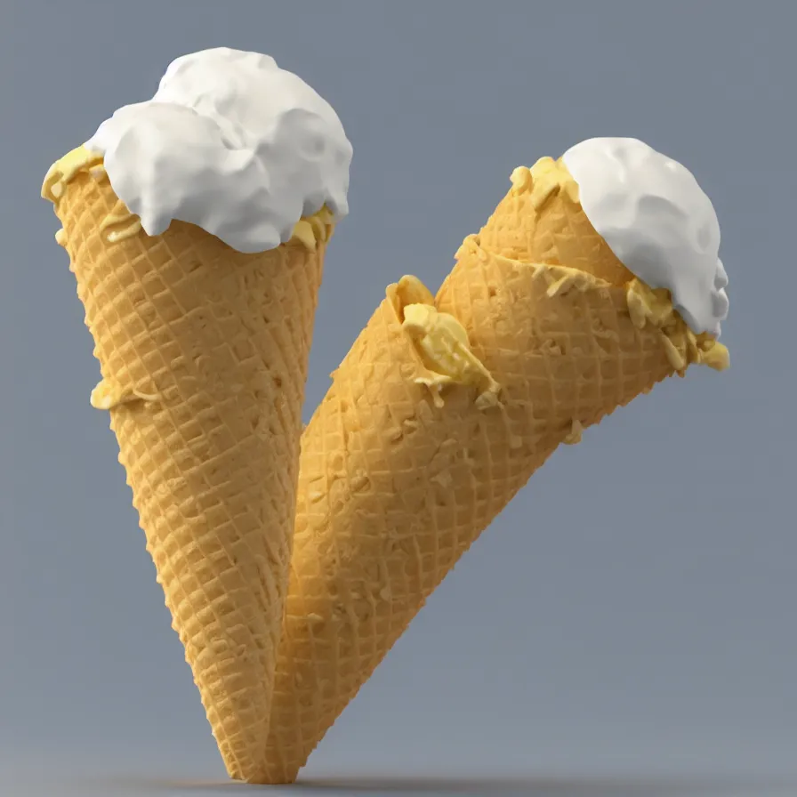 Image similar to 3 d render of a cute ice cream cone