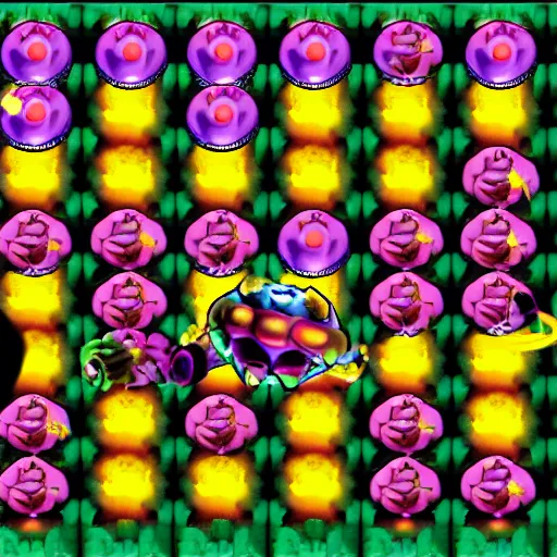 Prompt: Azathoth as a boss in Kirby Super Star Ultra