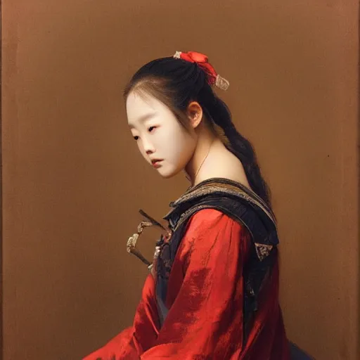 Image similar to Lee Jin-Eun by Frederick Edwin Church, rule of thirds, seductive look, beautiful,