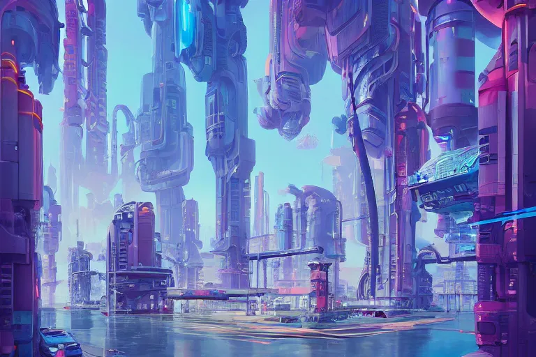 Prompt: a beautiful matte masterpiece of futuristic tokio at summer by beeple and rhads, trending on artstation, featured on behance, intricate, rectilinear.