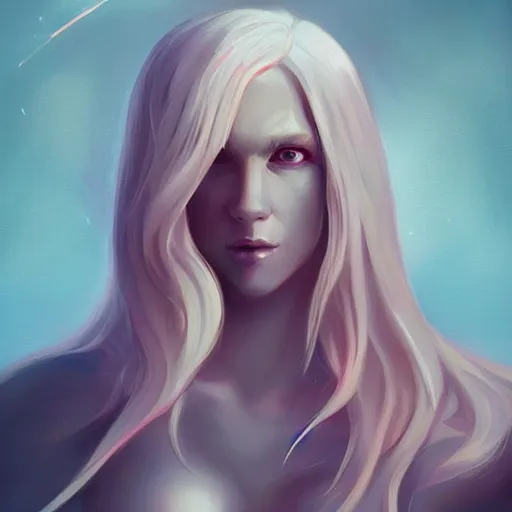 Image similar to White pink blonde fantasy paladin with slim elegant features, by Anato Finnstark and Randy Vargas, artgerm, digital illustration, beautiful, concept art