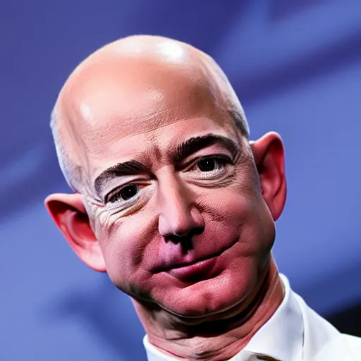 Image similar to jeff bezos with a head of hair, cinematic