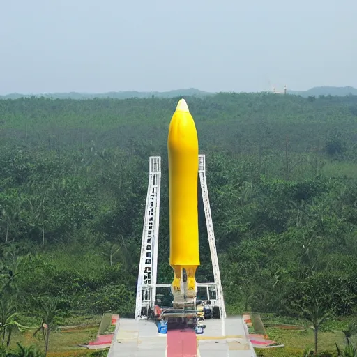 Image similar to a banana rocket launched from the launch pad at wenchang space launch site in hainan, china