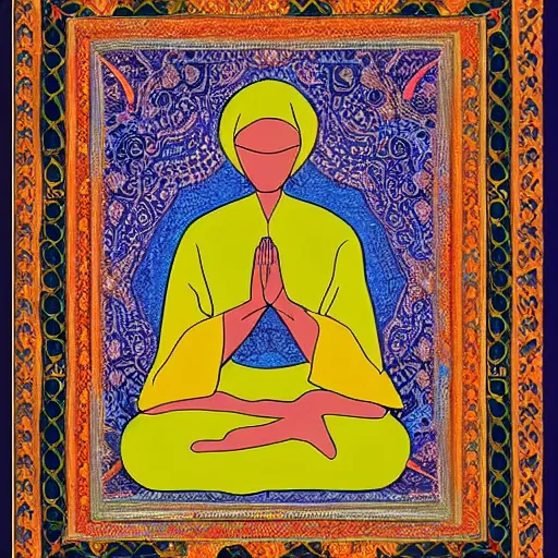 Image similar to this is a painting with the theme muslim inner peace on the artstation trending page of year 2 2 2 2