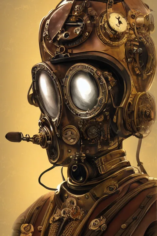 Image similar to steampunk helmet fantasy art mask robot ninja stylized digital illustration sharp focus, elegant intricate digital painting artstation concept art global illumination ray tracing advanced technology chaykin howard and campionpascale and cooke darwyn and davis jack