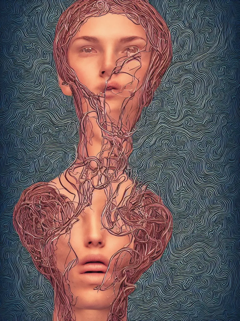 Image similar to a person with thought tendrils emanating from their head, digital art, lost in thought