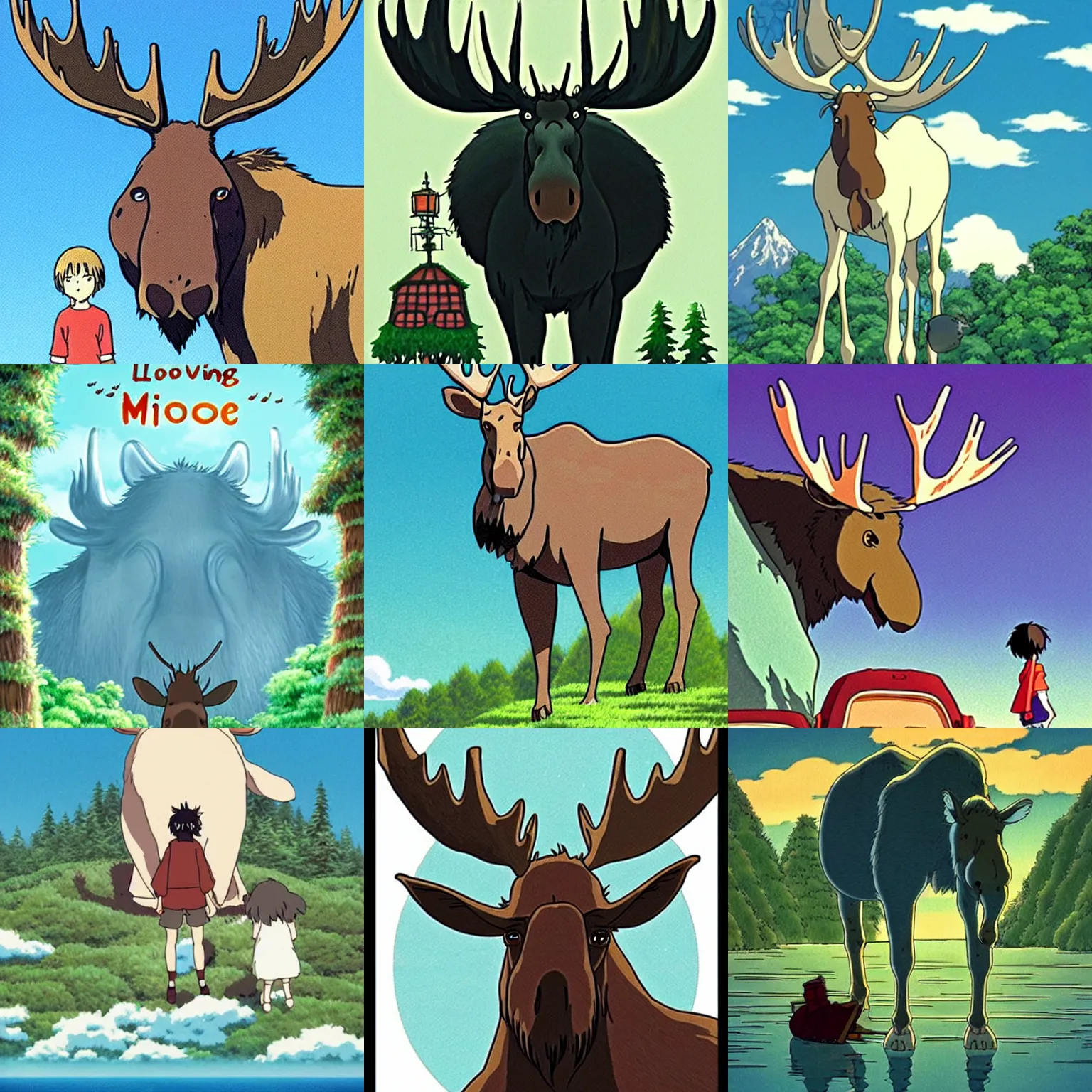 Prompt: Loving Moose God by Studio Ghibli, award-winning art, Spirited Away