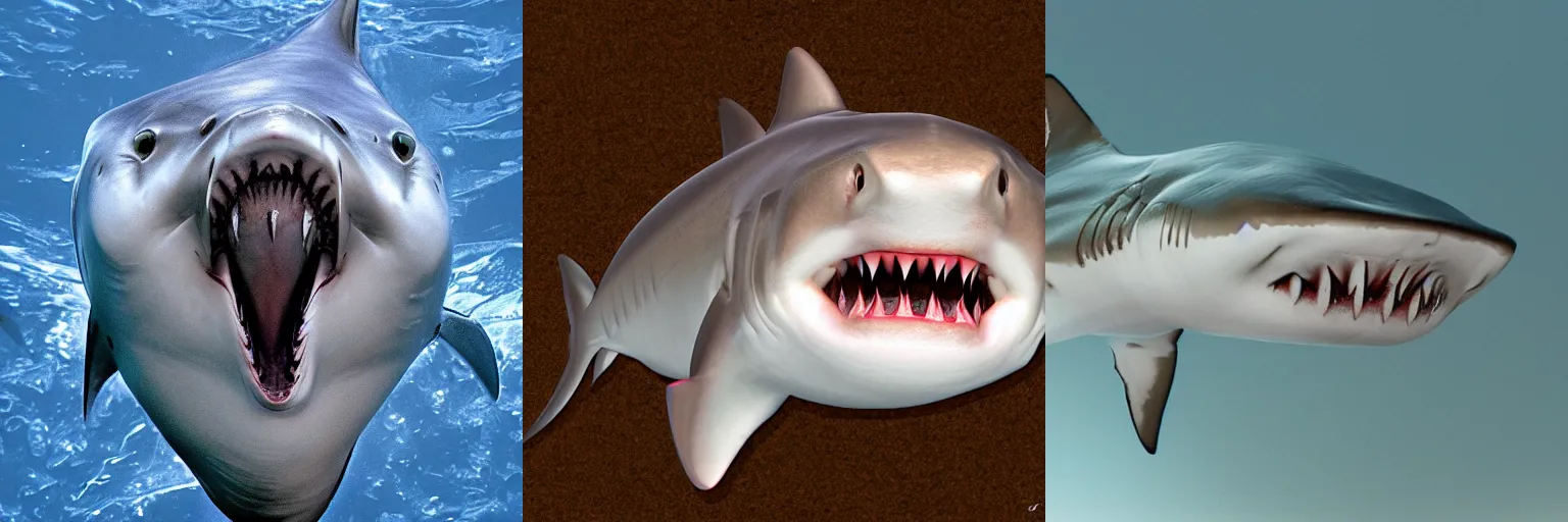 Prompt: three head shark, high definition, realistic