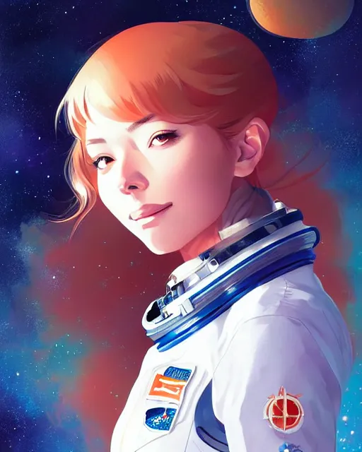 Image similar to portrait of a female astronaut, scifi, face like ester exposito, blonde shinkai makoto studio ghibli studio key hideaki anno sakimichan stanley artgerm lau rossdraws james jean marc simonetti elegant highly detailed digital painting artstation pixiv