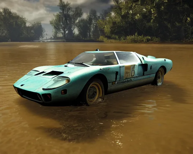 Prompt: mark 2 gt 4 0 submerged under water, cinematic, photoreal, by red dead redemption 2