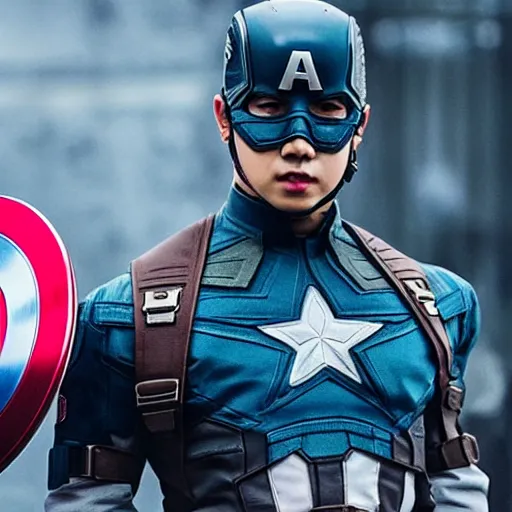 Prompt: Jimin as Captain America