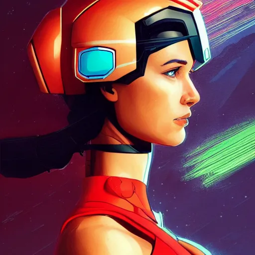 Image similar to a portrait of a stunning beautiful elite gal gadot gundam pilot, with an intricate, detailed, urban inspired hiphop afro futuristic helmet, vector behance hd jesper ejsing, rhads, makoto shinkai, lois van baarle, ilya kuvshinov, rossdraws, hd, 3 2 k, ilya kuvshinov, gustav klimt