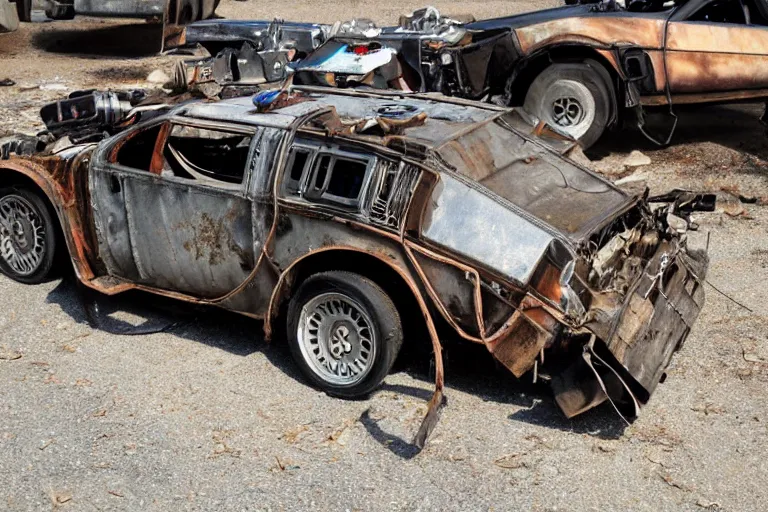 Image similar to rusty, scrap, salvage, junk 1 9 2 2 delorean