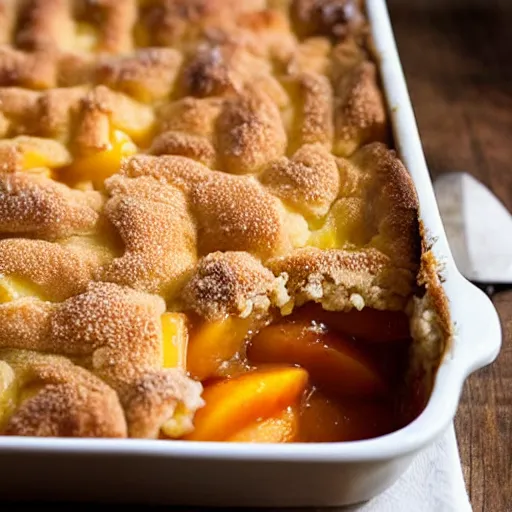 Prompt: extremely appetizing peach cobbler