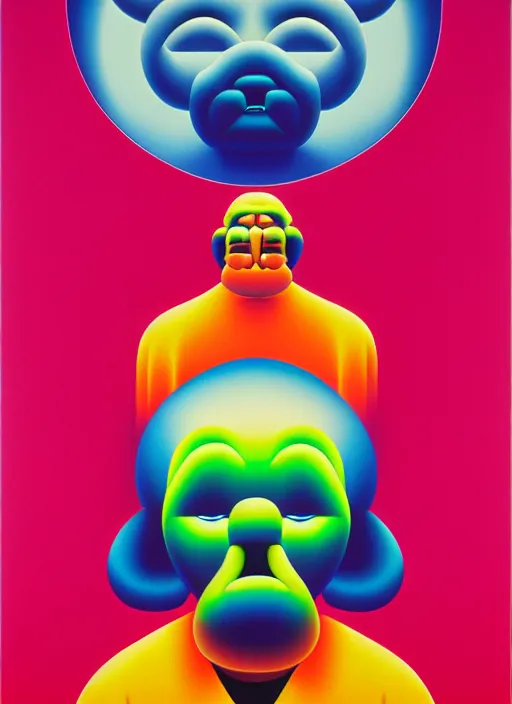 Image similar to evil men by shusei nagaoka, kaws, david rudnick, airbrush on canvas, pastell colours, cell shaded, 8 k,