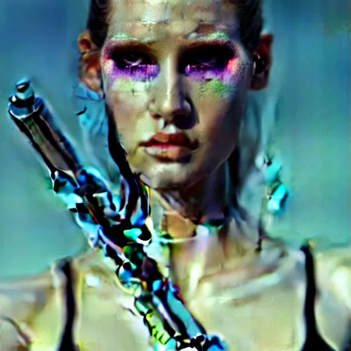 Image similar to photographic portrait of a stunningly beautiful replicant android cyberpunk female in soft dreamy light at sunset, contemporary fashion shoot, by edward robert hughes, annie leibovitz and steve mccurry, david lazar, jimmy nelsson, breathtaking, 8 k resolution, extremely detailed, beautiful, establishing shot, artistic, hyperrealistic, beautiful face, octane render