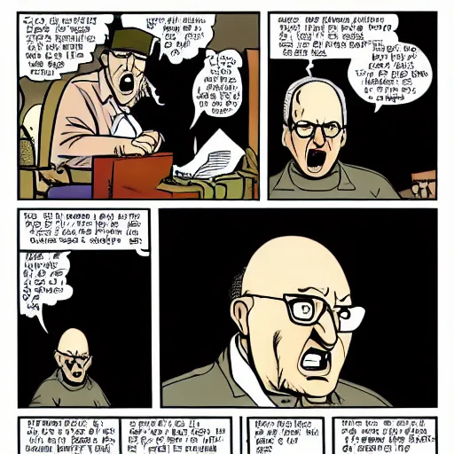 Prompt: uncle junior soprano screaming about the apocalypse cartoon strip