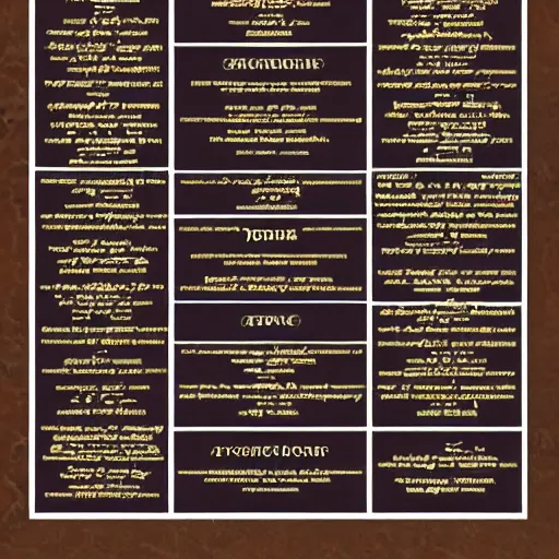 Prompt: gourmet restaurant menu listing