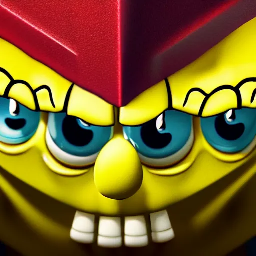 Image similar to perfectly - centered close - up face - portrait of evil spongebob, intricate, elegant, super highly detailed, professional digital painting, artstation, concept art, smooth, sharp focus, no blur, no dof, extreme illustration, unreal engine 5, 8 k, by anne stokes