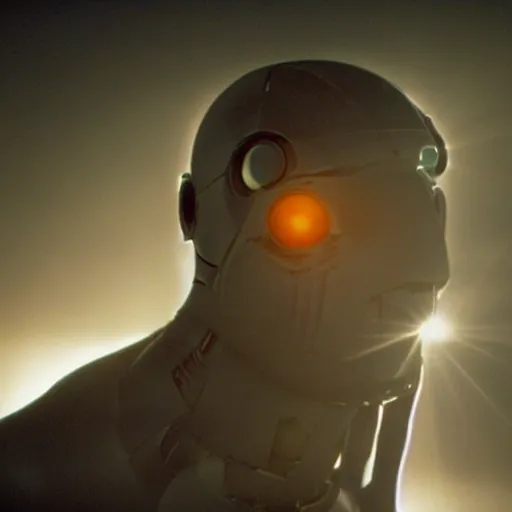 Image similar to movie still of cyborg made of the sun, cinematic composition, cinematic light, criterion collection, by edgar wright