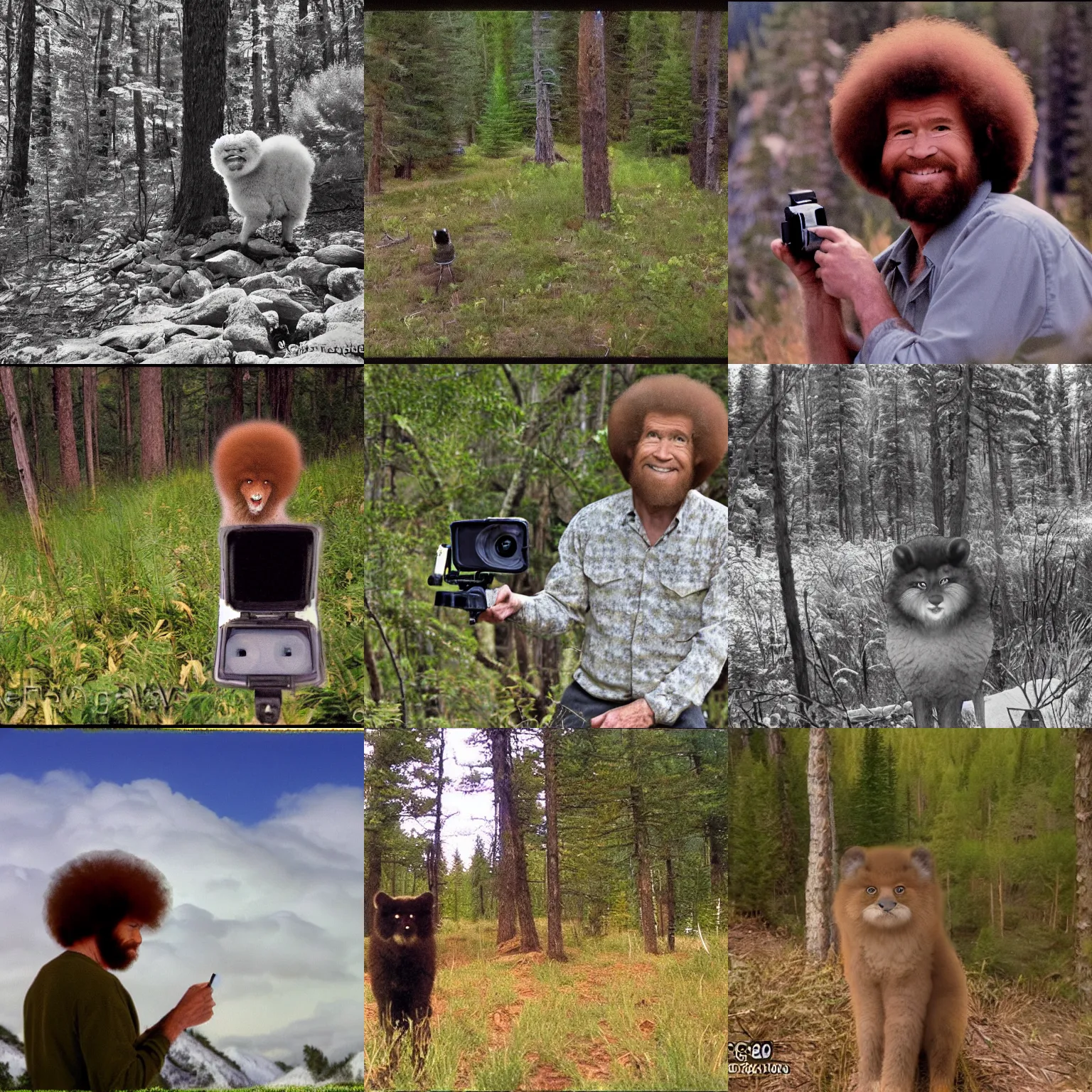 Prompt: bob ross trailcam footage, photograph