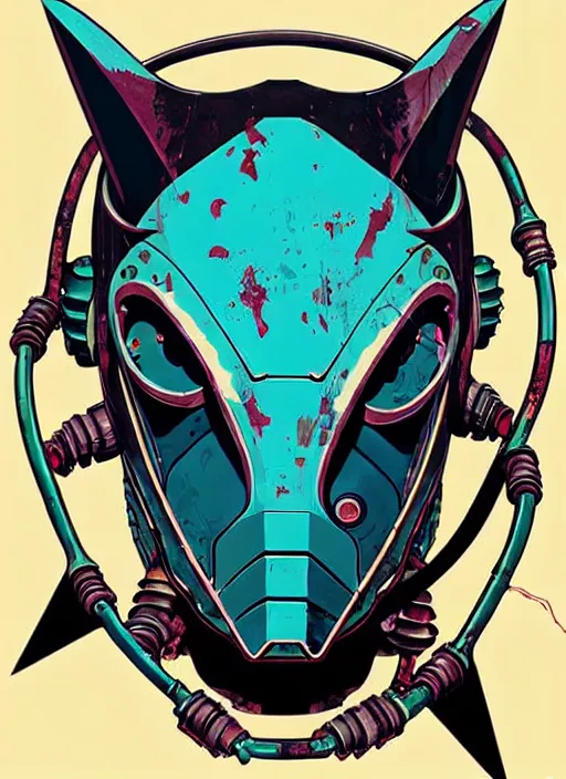 Image similar to biopunk shark mask link from fallout, portrait illustration, pop art, splash painting, art by geof darrow, ashley wood, alphonse mucha, makoto shinkai