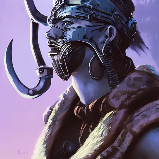 Image similar to cyberpunk viking helmet mask warrior goddess robot ninja fantasy, art gta 5 cover, official fanart behance hd artstation by jesper ejsing, by rhads, makoto shinkai and lois van baarle, ilya kuvshinov, ossdraws