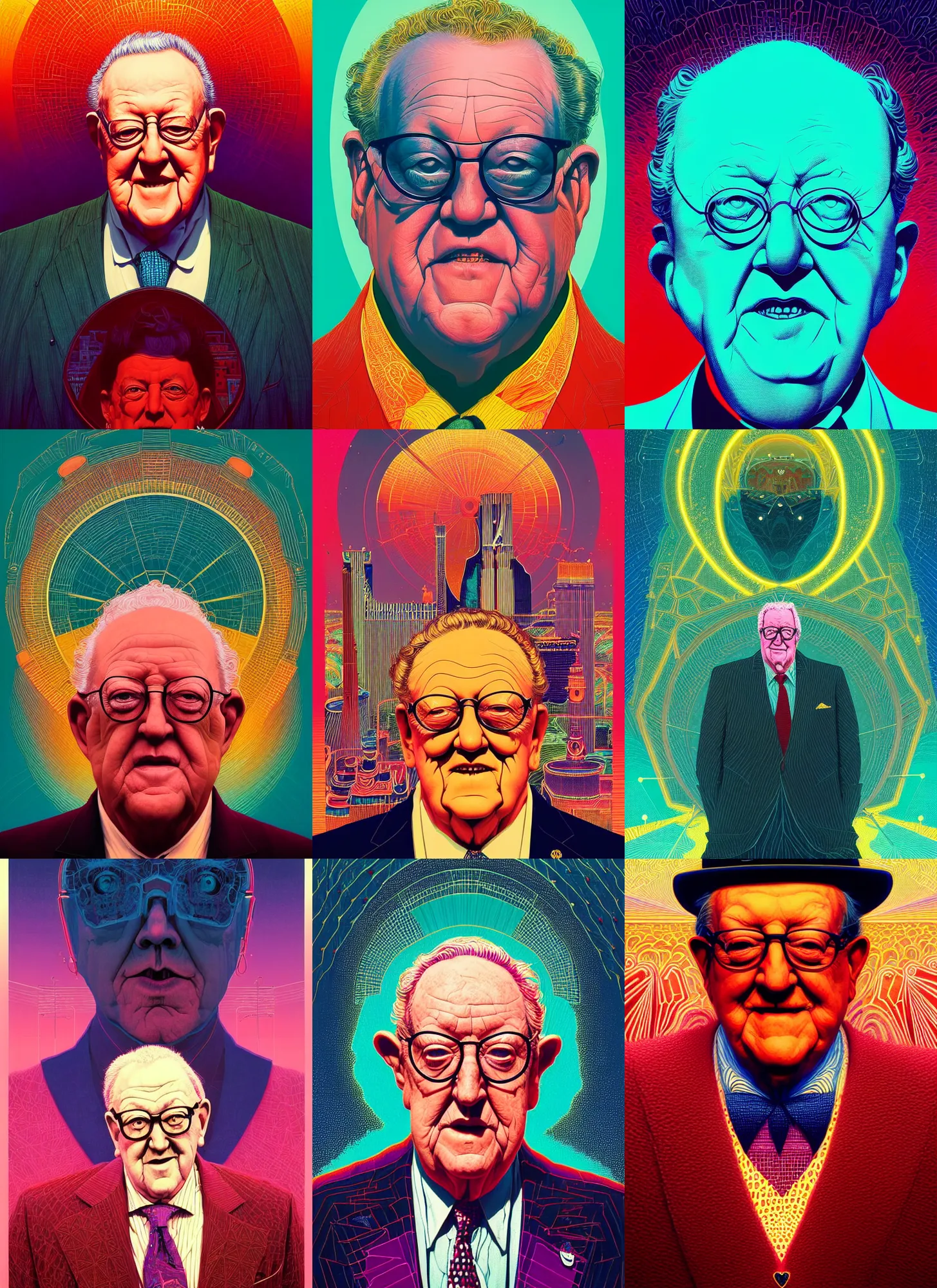 Prompt: symmetry!! stunning portrait of las vegas mayor oscar goodman, by victo ngai, kilian eng vibrant colors, dynamic lighting, digital art, winning award masterpiece, fantastically beautiful, illustration, aestheticly inspired by beksinski and dan mumford, upscale with simon stalenhag work, artstation, 8 k