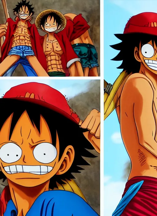 Image similar to A full portrait photo of real-life luffy one piece, f/22, 35mm, 2700K, lighting, perfect faces.