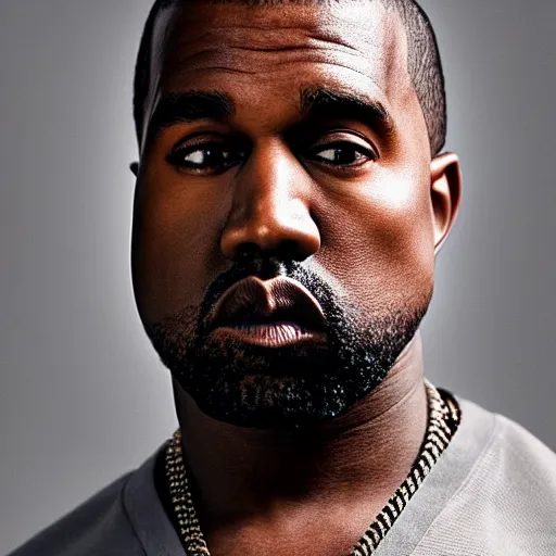 Image similar to the face of kanye west wearing yeezy clothing at 4 5 years old, portrait by julia cameron, chiaroscuro lighting, shallow depth of field, 8 0 mm, f 1. 8