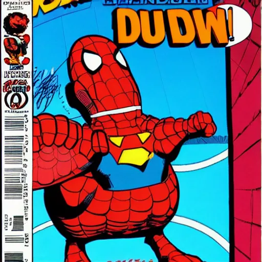 Prompt: marvel comic cover for the superhero rubber ducky man