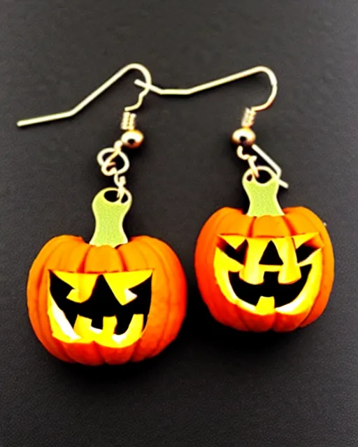 Image similar to spooky jack'o'lantern, 2 d lasercut earrings,