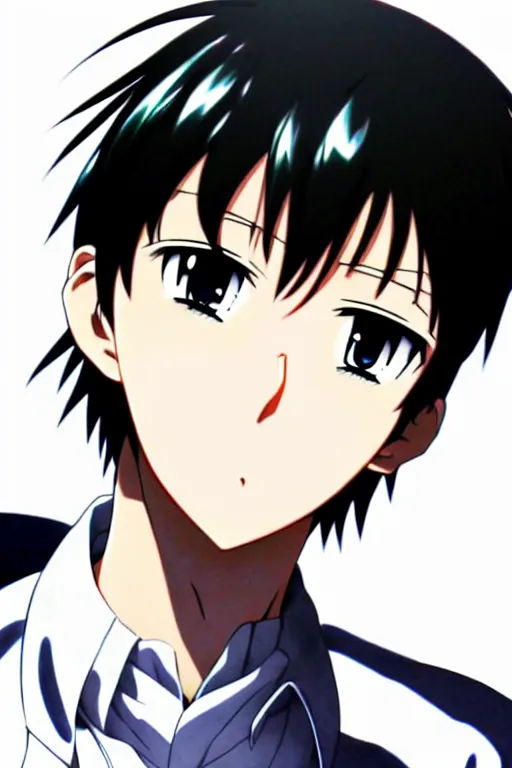 Image similar to anime art full body portrait character concept art, anime key visual of shinji ikari, finely detailed perfect face delicate features directed gaze, trending on pixiv fanbox, evangelion, extremely high quality artwork