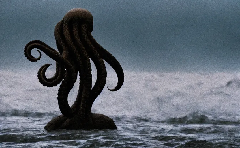 Image similar to cthulu rises from the sea, telephoto, cinematic