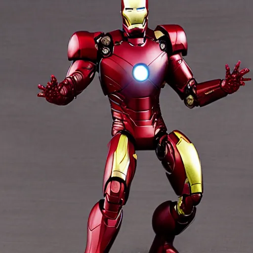 Image similar to marvel legends, actionfigure, iron man, product photo,