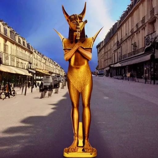 Prompt: badly photoshoped anubis in paris