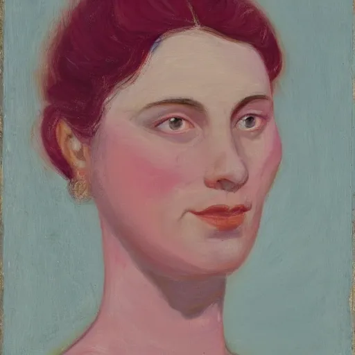 Prompt: frontal portrait of a woman wearing pink and white