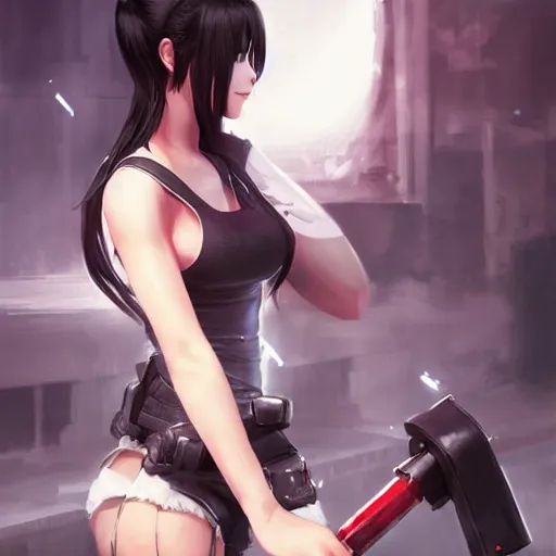 Image similar to high quality art of tifa lockhart by wlop, rossdraws, mingchen shen, bangkuart, sakimichan, yan gisuka, jeongseok lee, artstation, 4k