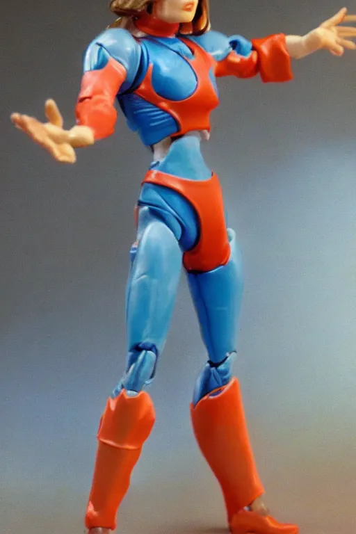 Image similar to 1 9 8 6 kenner female action figure, 5 points of articulation, perfect human female proportions, sci fi, 8 k resolution, high detail, front view, t - pose, space, star, he - man, gi joe, he man, warhammer 4 0 0 0