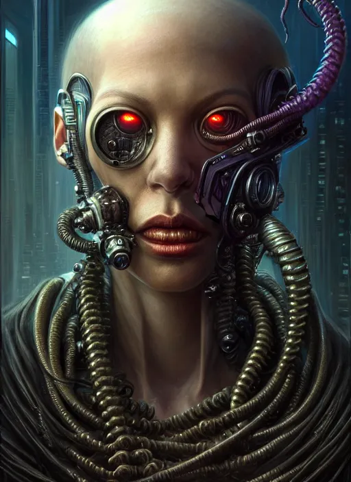 Image similar to closeup portrait shot of a cyberpunk cthulu in a scenic dystopian environment, intricate, elegant, highly detailed, centered, digital painting, artstation, concept art, smooth, sharp focus, illustration, artgerm, tomasz alen kopera, peter mohrbacher, donato giancola, joseph christian leyendecker, wlop, boris vallejo